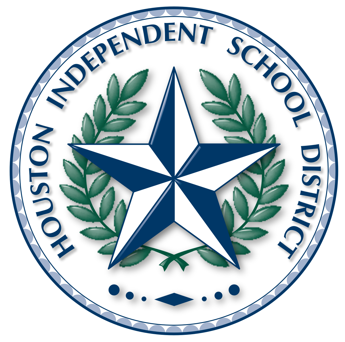 Circular logo for Houston Independent School District, with a large star in the middle