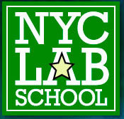 Green square logo with white text that says NYC Lab School