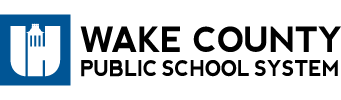 Blue and white logo for Wake County Public School Systems